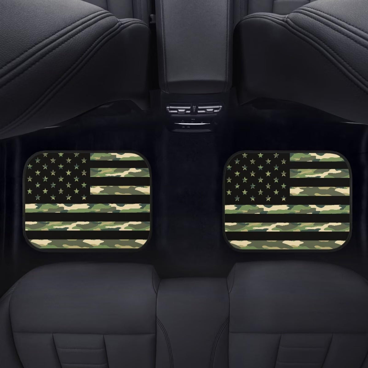 American Flag Car Rubber Floor Mats Green Camouflage Car Carpet Mat Set Automotive Foot Pads Automotive Floor Mats Rubber Non Slip & Washable (Green Camouflage American Flag)