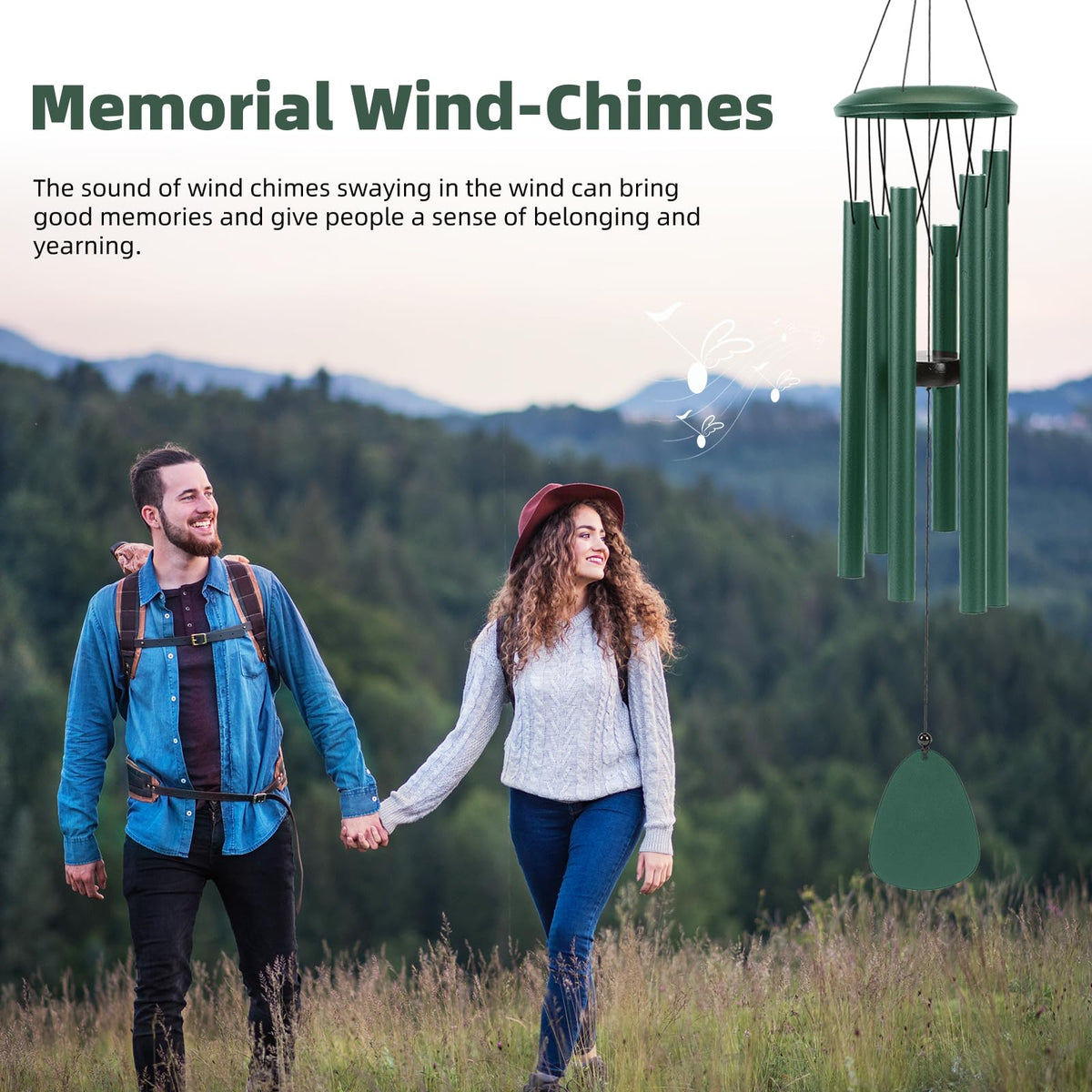Aluminium Wind Chimes 26 Inches to Create a Zen Atmosphere Suitable for Outdoor (Green / Classic 26")