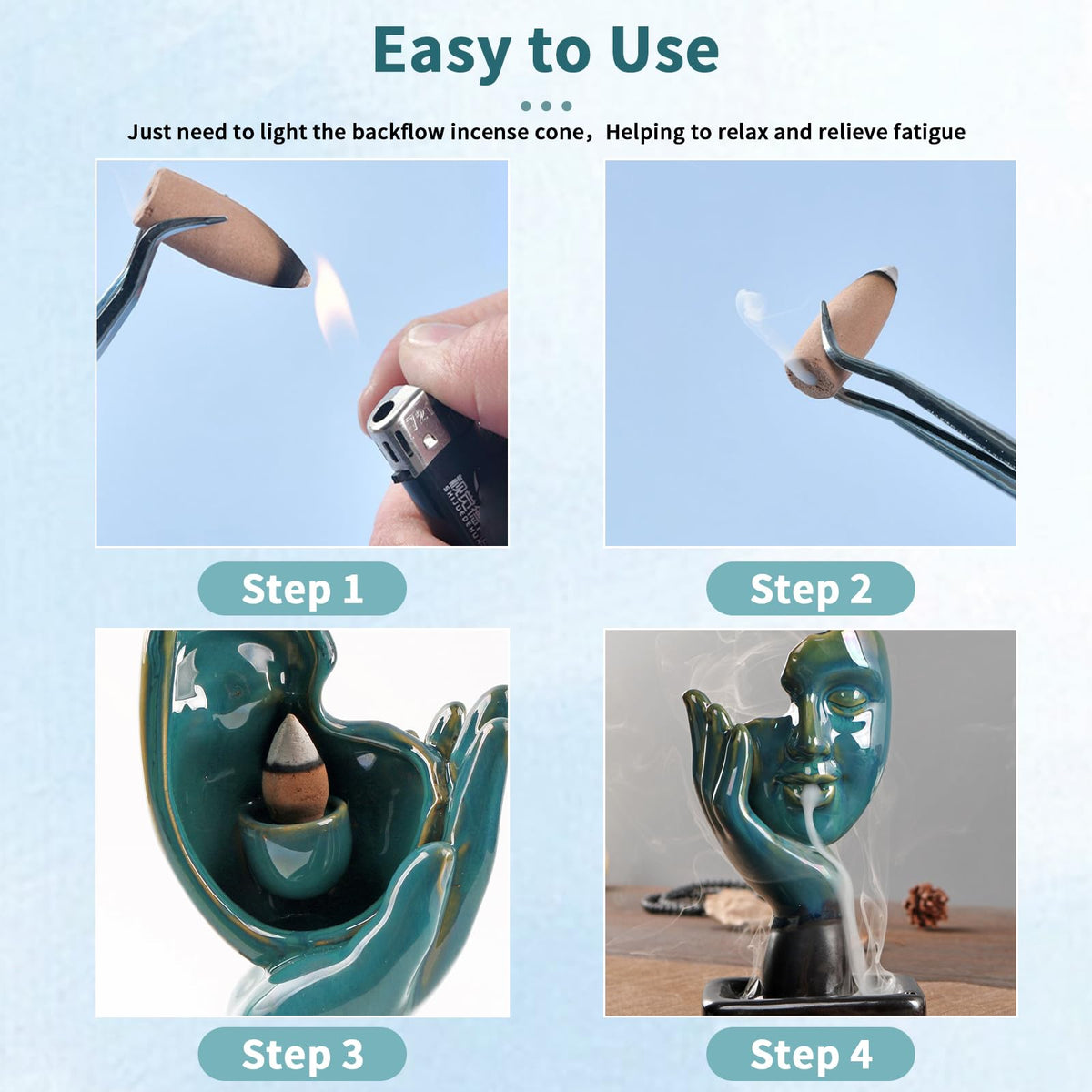 Ceramic Incense Holder (Mask Statue)