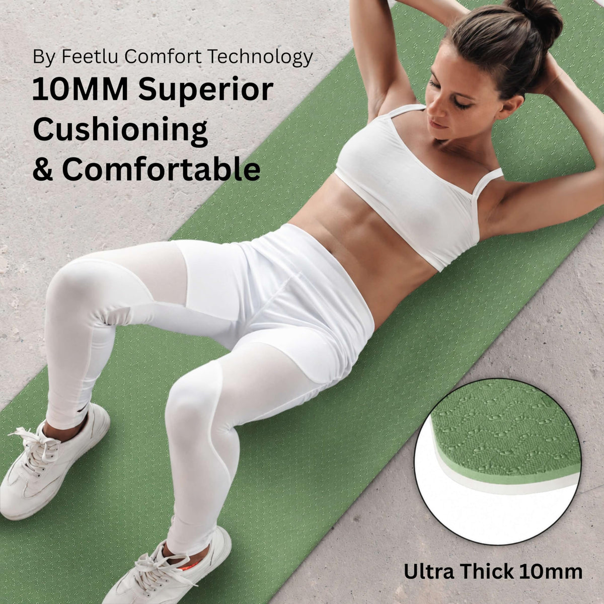 Cushioned Exercise Mat (Cedar Green + Cream)