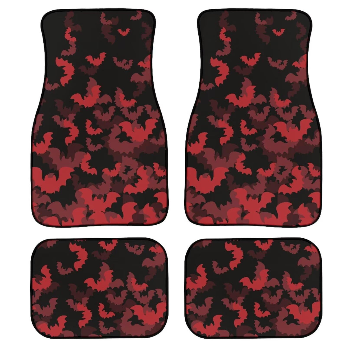 Halloween Bat Car Floor Mats Red Automotive Floor Mats Rubber Cars Foot Mat Full Set 4 Piece Auto Carpet Mat Protector Universal Hallowenn Car Accessories (Red Halloween Bat)
