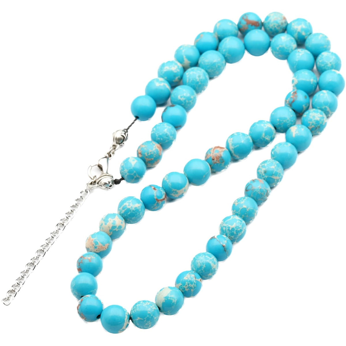 Natural Blue Imperial Jasper Beaded Choker Necklace (Blue Imperial Jasper / 20 Inches)