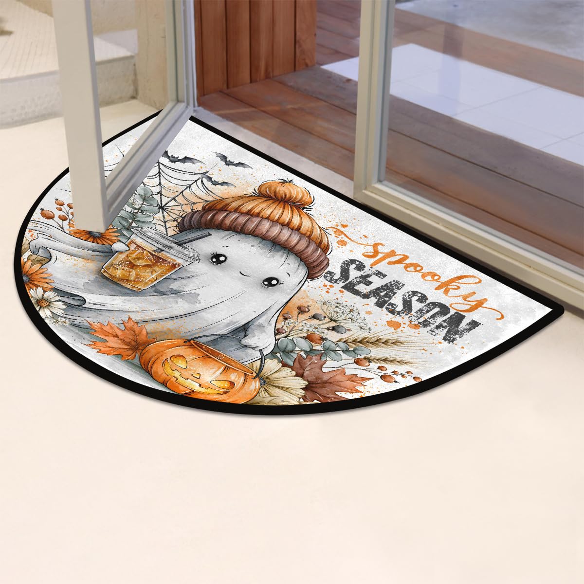 Halloween Half Round Doormat Non Slip Semi Circle Rug Outdoor Welcome Mat (Z-104)