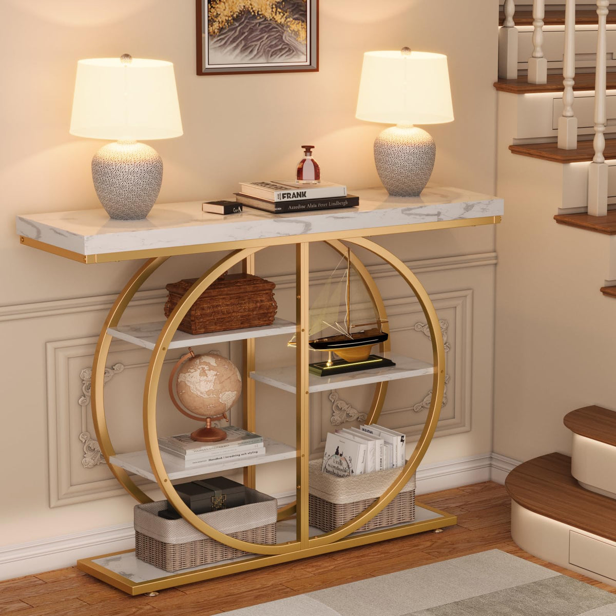 41.3" Console Table for Entryway (White Gold)