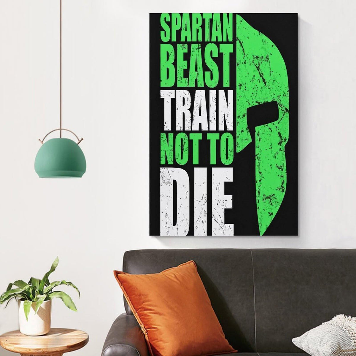Spartan Beast Train Not To Die Canvas Printing Wall Art Prints Wall Decor Posters Motivational Warrior Typography Black Green Gym Office Bedroom Living Room Fitness Decor 24x36inch (style-26 / 24x36inch(60x90cm) Unframe)