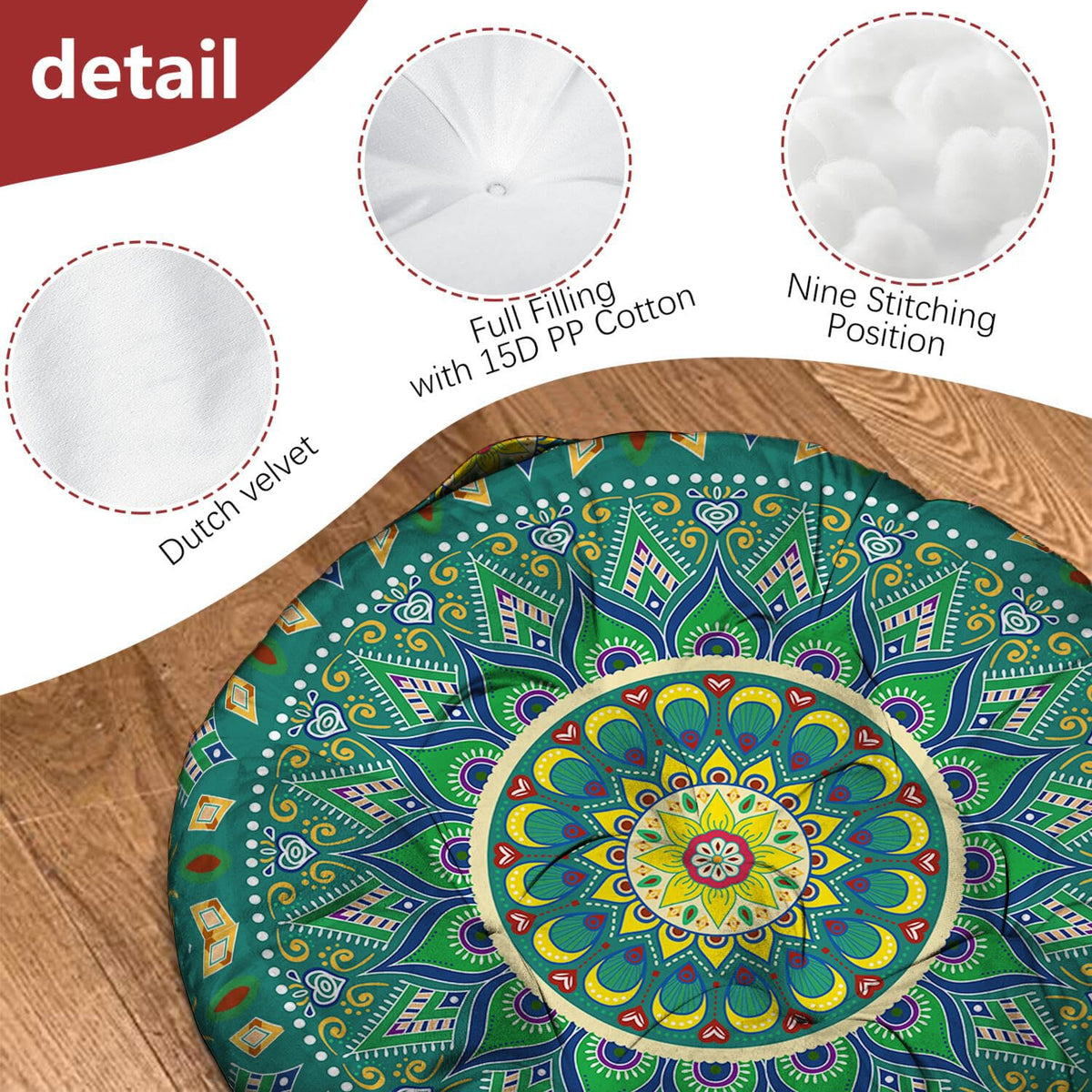 Mandala Meditation Cushion (07.mandala Meditation Cushion-2 / 22x22 inch round)