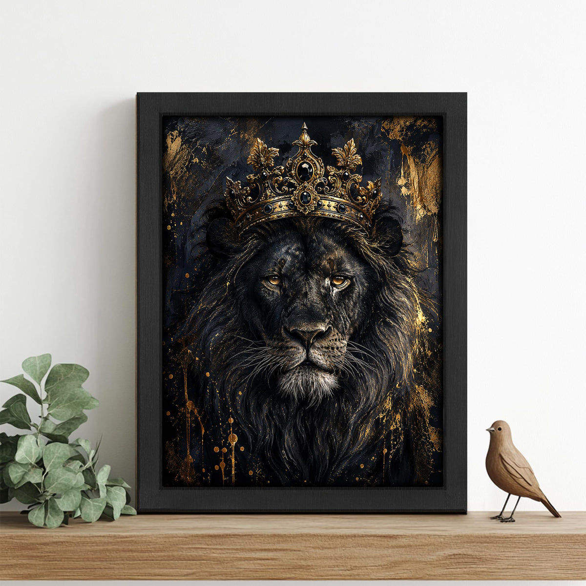Crowned Lion Decor Wall Art (Wall Art Framed 27 / 24"L x 16"W)