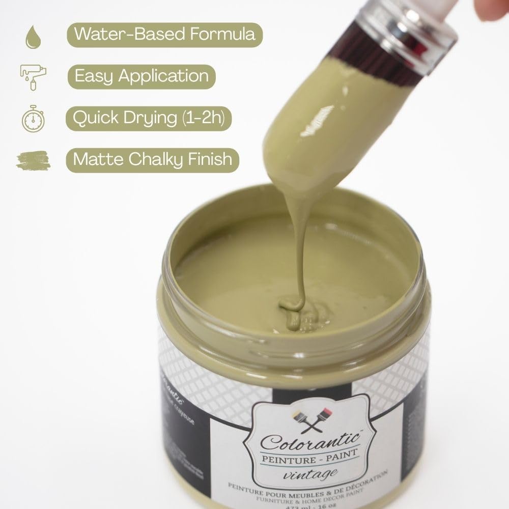 Vintage Furniture Chalk Based Paint for DIY Home Decor Craft Art (Kiwi / 16 Fl Oz (Pack of 1))