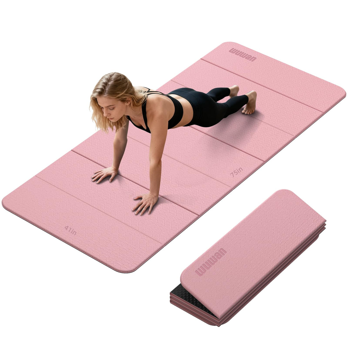 Foldable TPE Yoga Mat Thick 10mm (Pink)