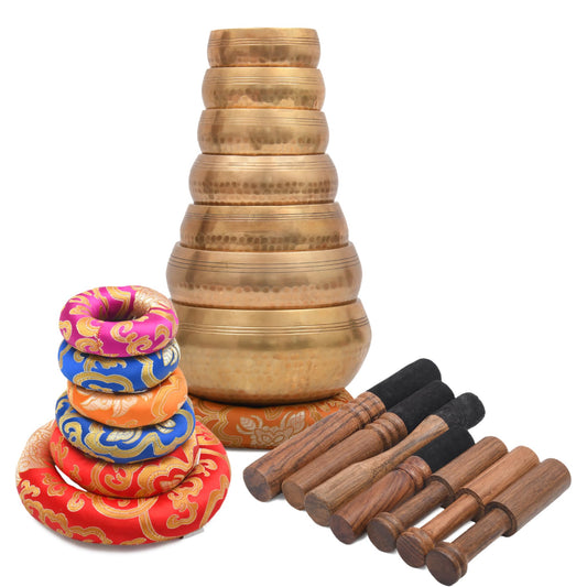Tibetan Singing Bowl Set (7 Chakra Hand Hammered Set)