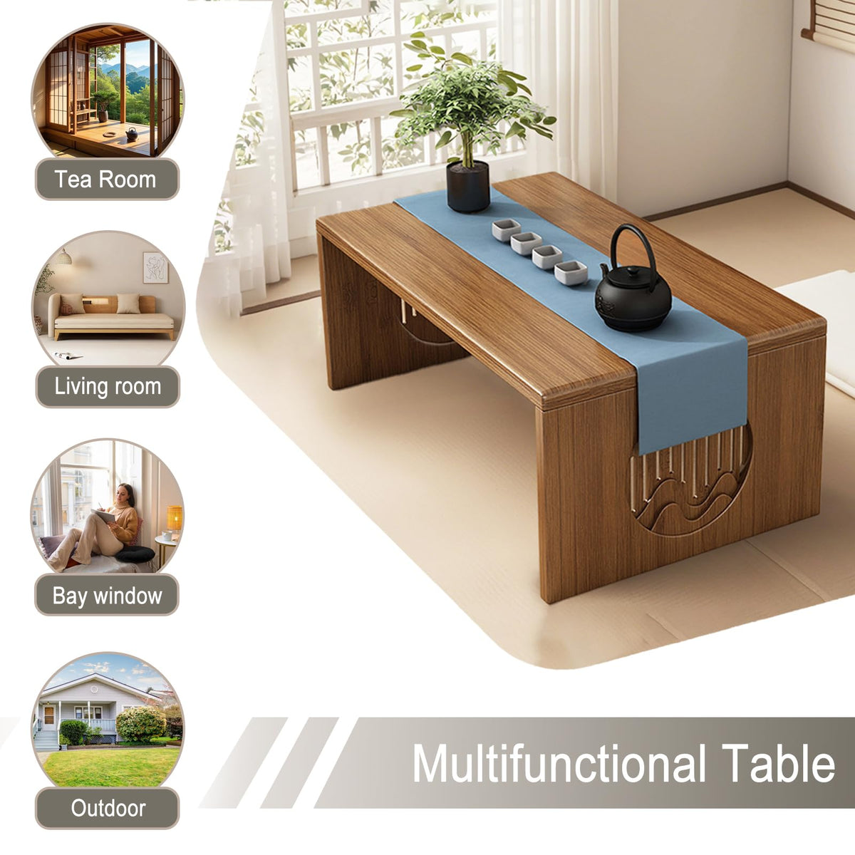 Japanese Folding Coffee Table (Brown / 80CM)