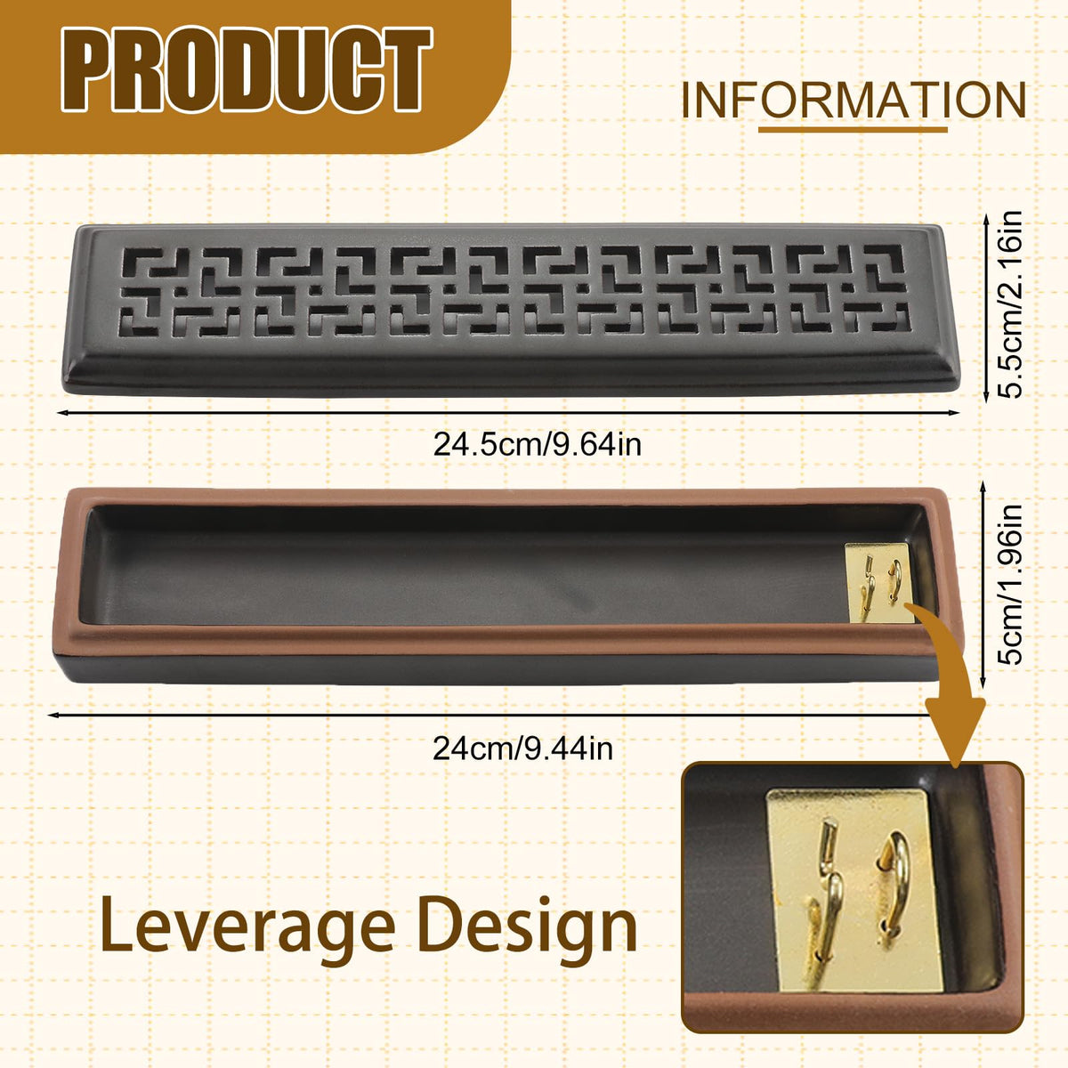 Incense Holder for Sticks (Lever Brown)