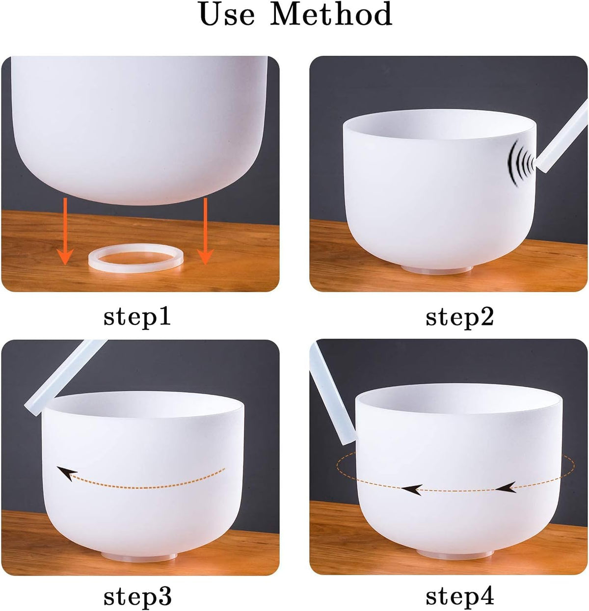 432HZ 7inch 8inch 9Inch Set Of 3 Pcs Quartz Crystal Singing Bowls Set with Thick Carrying Case Bag (7+8+9" / C+F+G-432hz)