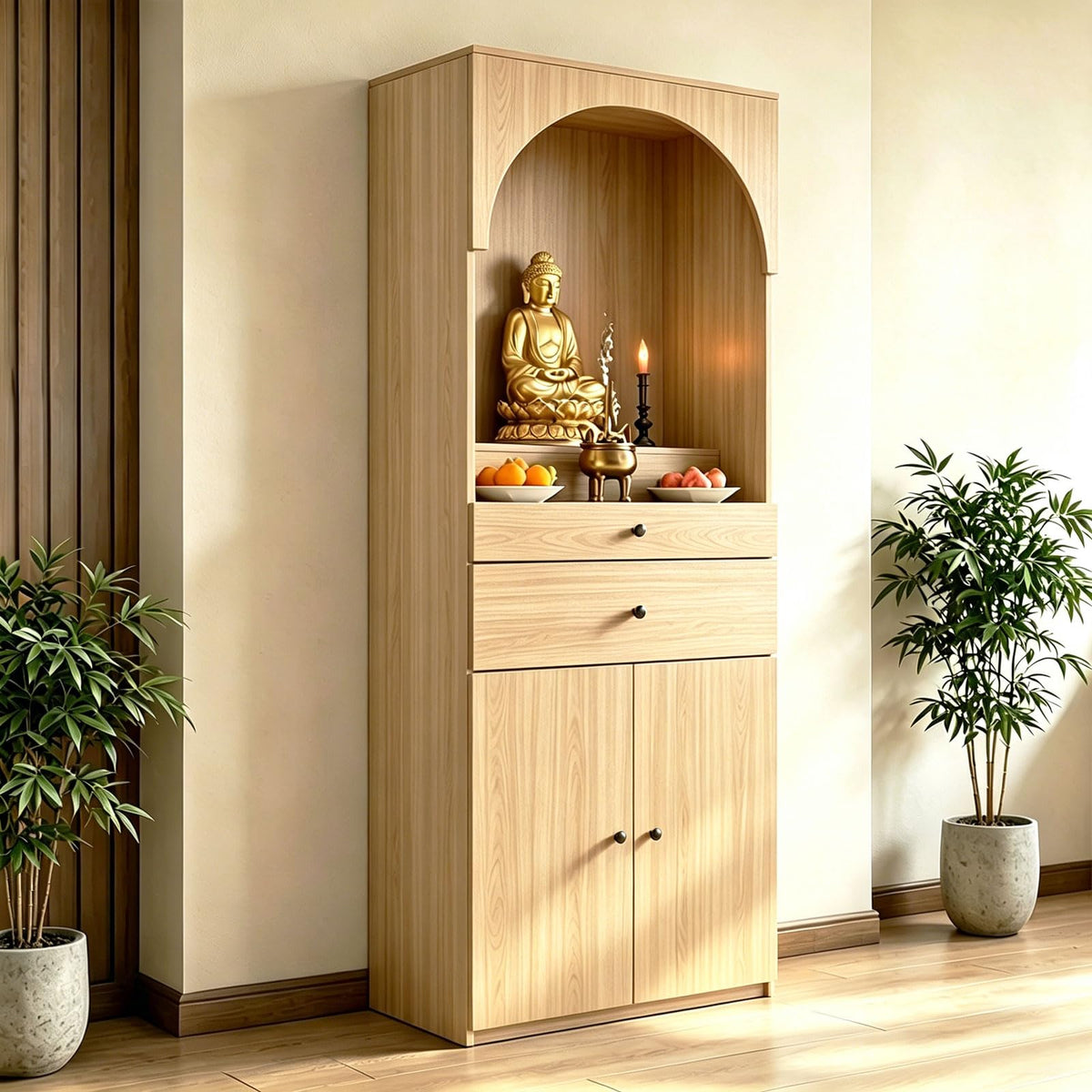 Altar Table Solid Wood (Natural Wood Grain / 35.4×15.7×65.4in)