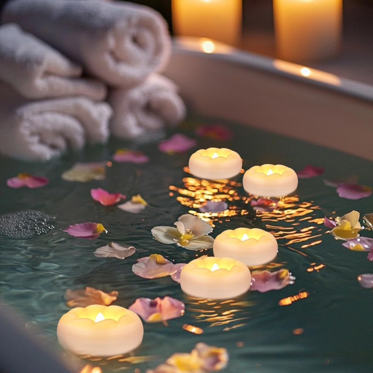 100-Pack 2-Inch+ Spiral-Pattern Water-Activated Flameless Floating LED Candles - Battery-Powered and Perfect for Wedding Vases, Bathtubs, Pools, and Large Events (100-FlamelessFloating Candles)