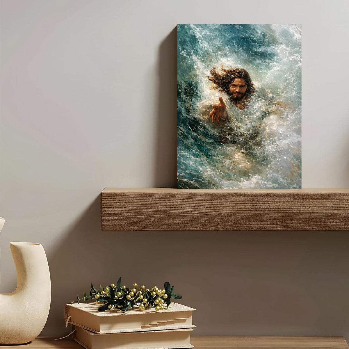 Christian Wall Art Jesus Wall Decor The Hand of God Picture for Bedroom Living Room Decorations (12"L x 16"W / Jesus Hands)