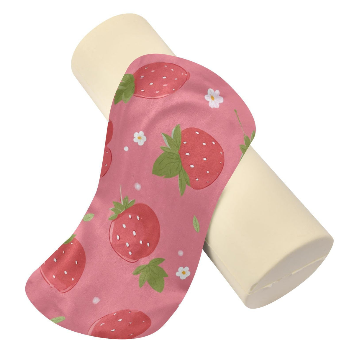 Neck Roll Pillow Bolster Pillows Round Health Memory Foam Long Cervical Cylinder Body Removable Washable Cover Bed Legs Back Yoga Pink Strawberry (Strawberry 1)