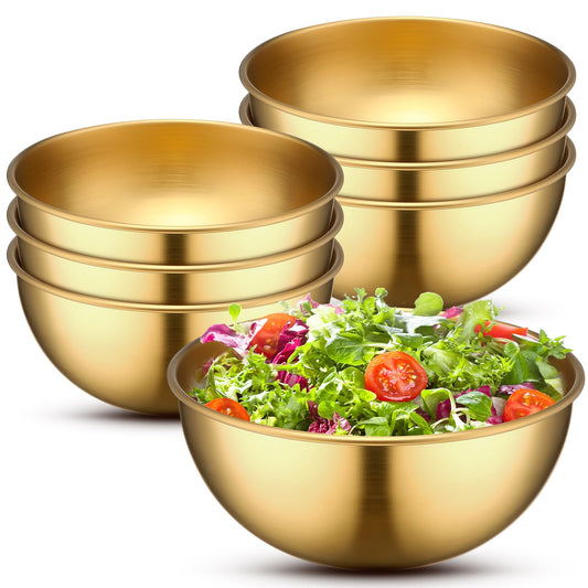 10 Pcs 4.7 Inch Gold Bowls Stainless Steel Salad Mixing Bowls (4.7 Inch / Gold)