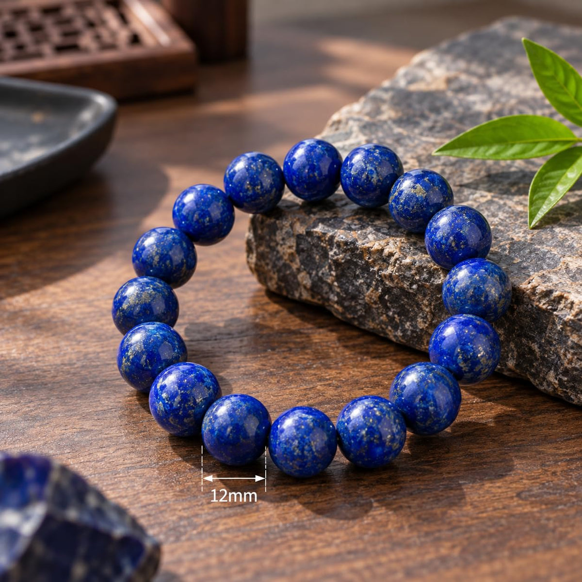 12MM Lapis Lazuli Crystal Bracelet for Women Men (12MM Lapis Lazuli Crystal)