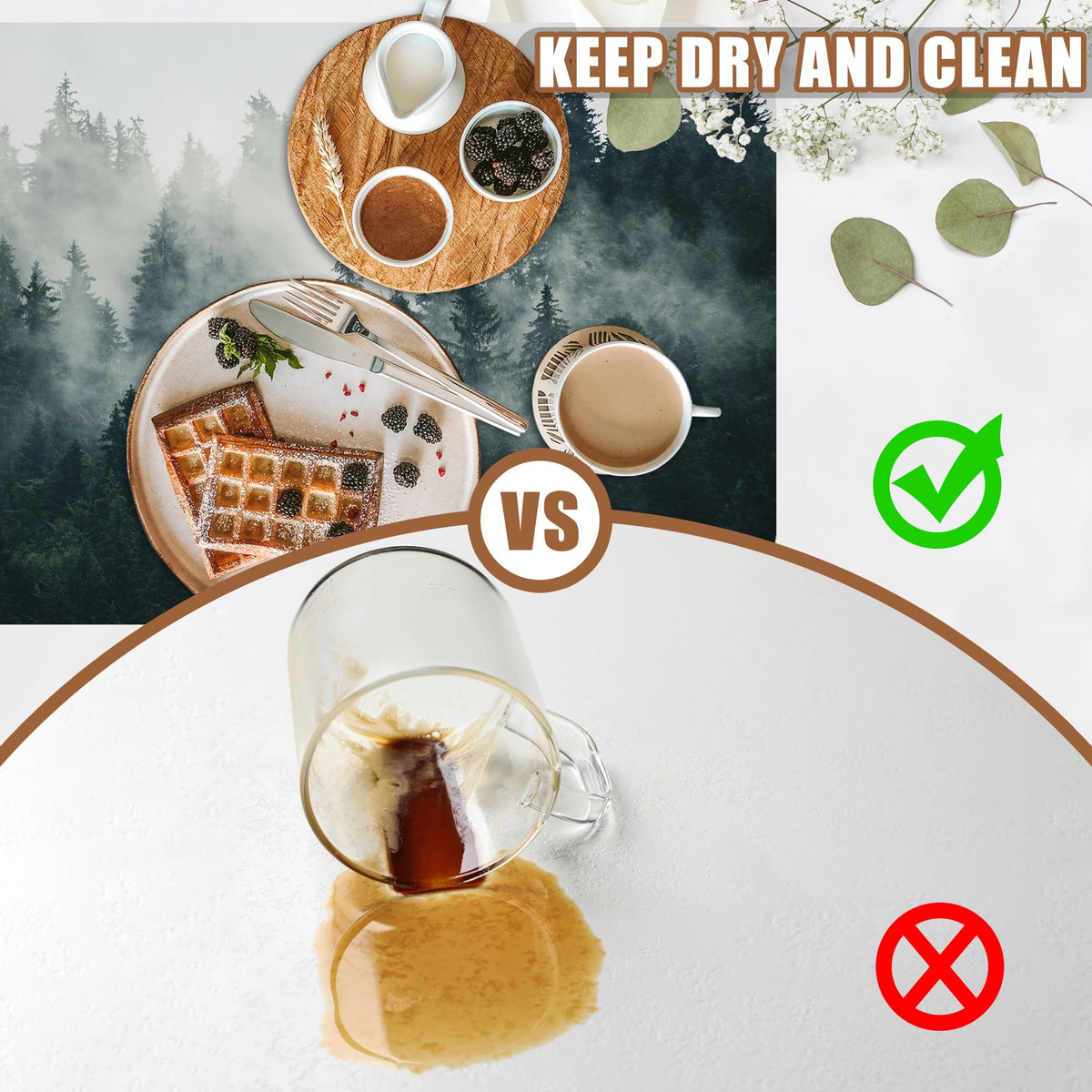Foggy Forest Coffee Mat Absorbent Dish Drying Mat for Kitchen Counter Hide Stain Rubber Backed Coffee Bar Accessories Fit Under Espresso Machine Dish Drainer (11.8" x 19.7")