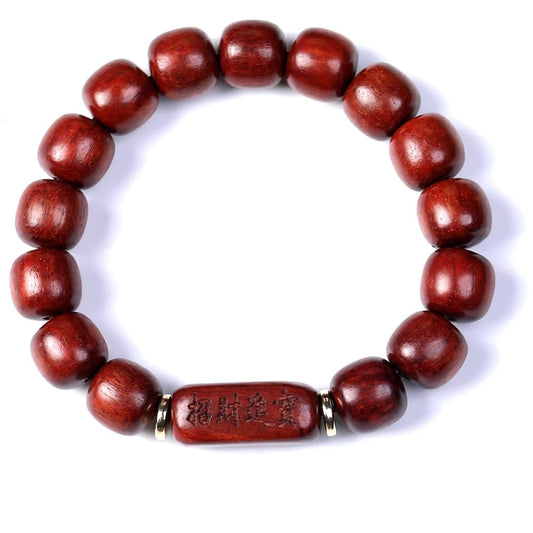Unisex Natural African Blood Red Sandalwood Prayer Beads Tibetan Buddhism Mala Bracelet Necklace (12mmx12mmx15 Beads)