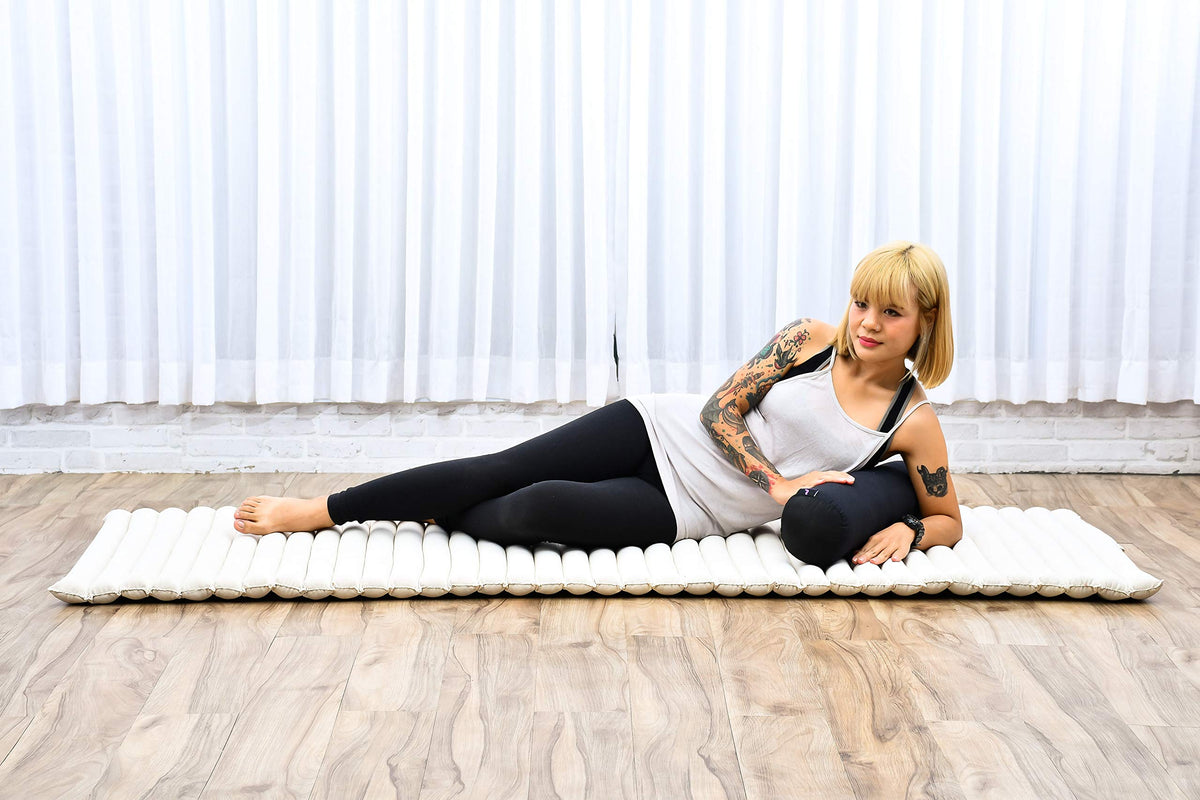 Yoga Bolster 20 x 6 x 6 inches Kapok Roll for Meditation & Massage (Cl02 - Black)