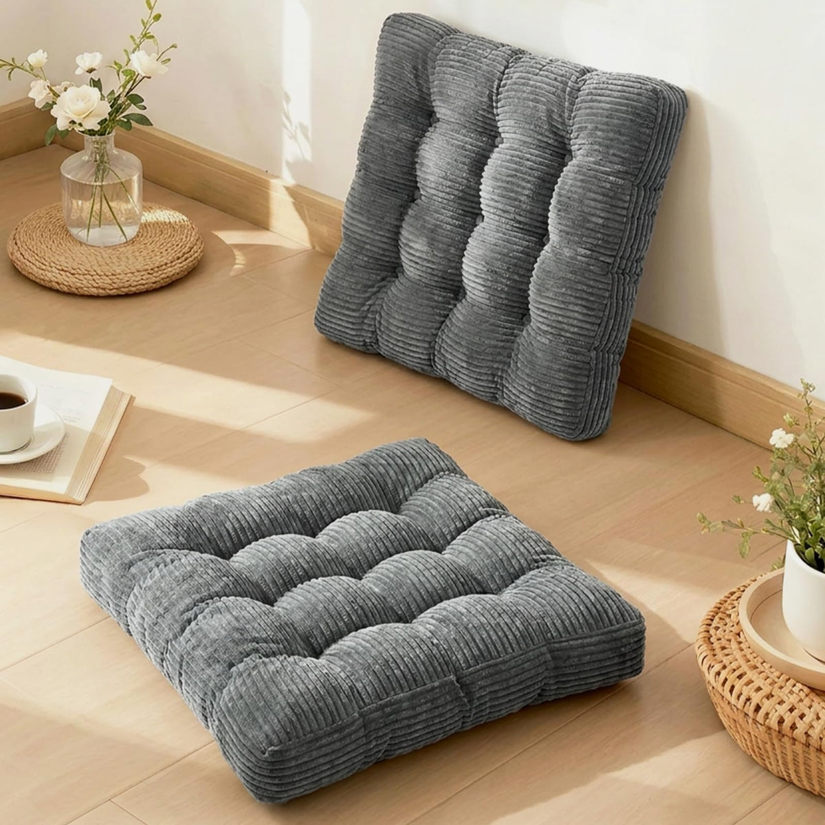 Meditation Floor Pillow Set of 2 (Dark Grey)