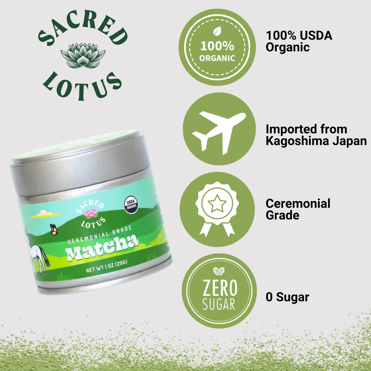 USDA Organic Matcha Green Tea Powder Tin (30g)