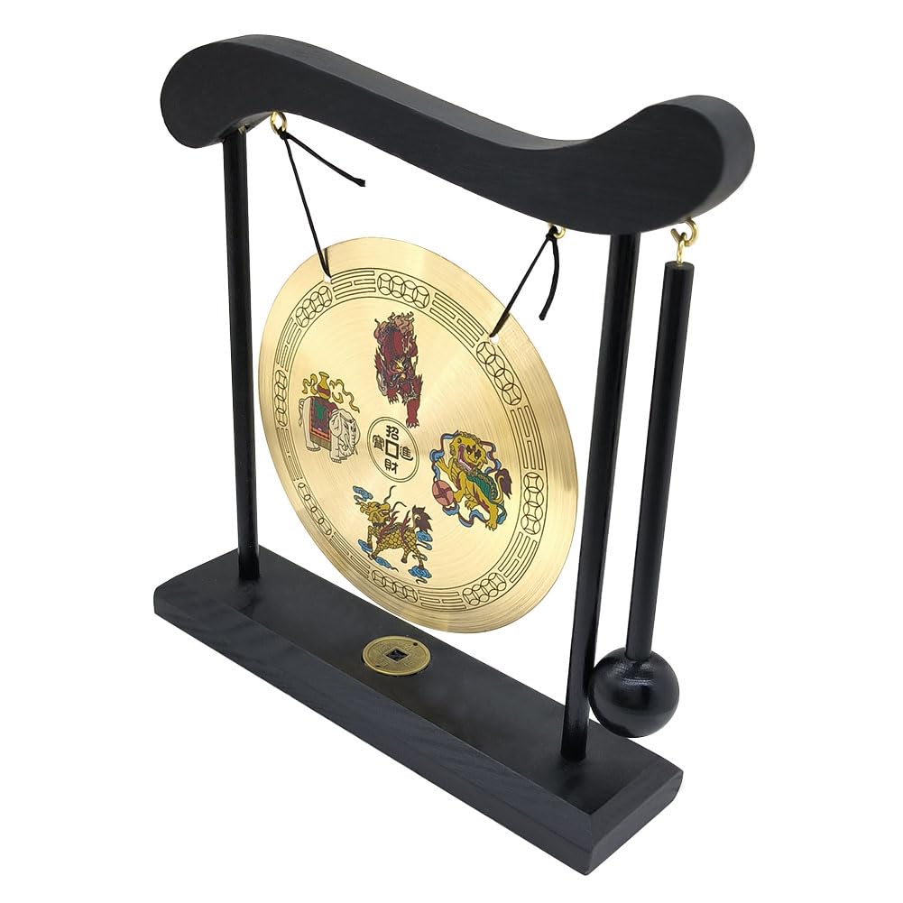 Brass Gong Desktop Zen Art Feng Shui Decor (Four Divine Beasts)
