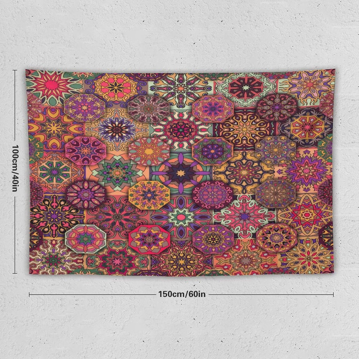 Mandala Indian Bohemian Tapestry Wall Hanging Paisley Purple Floral Boho Abstract Tribal Tapestries Home Decor for Living Room Bedroom Apartment Farmhouse Dorm 40"x60" (40"L x 60"W / Mandala-25)