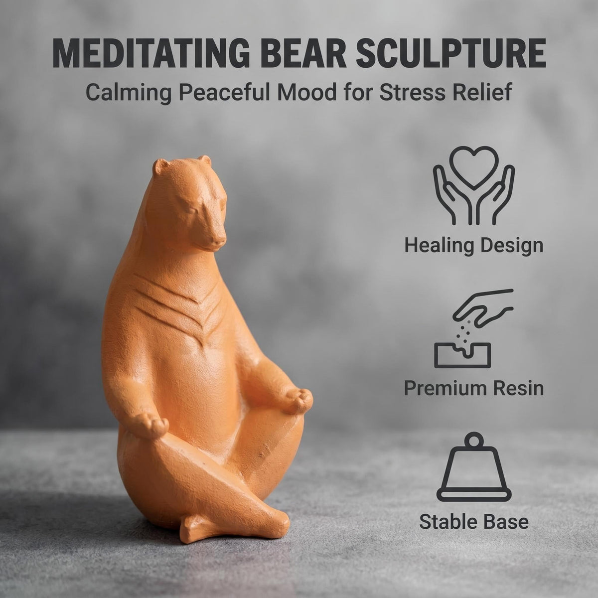 Yoga Meditation Bear Statue (Yellow a)