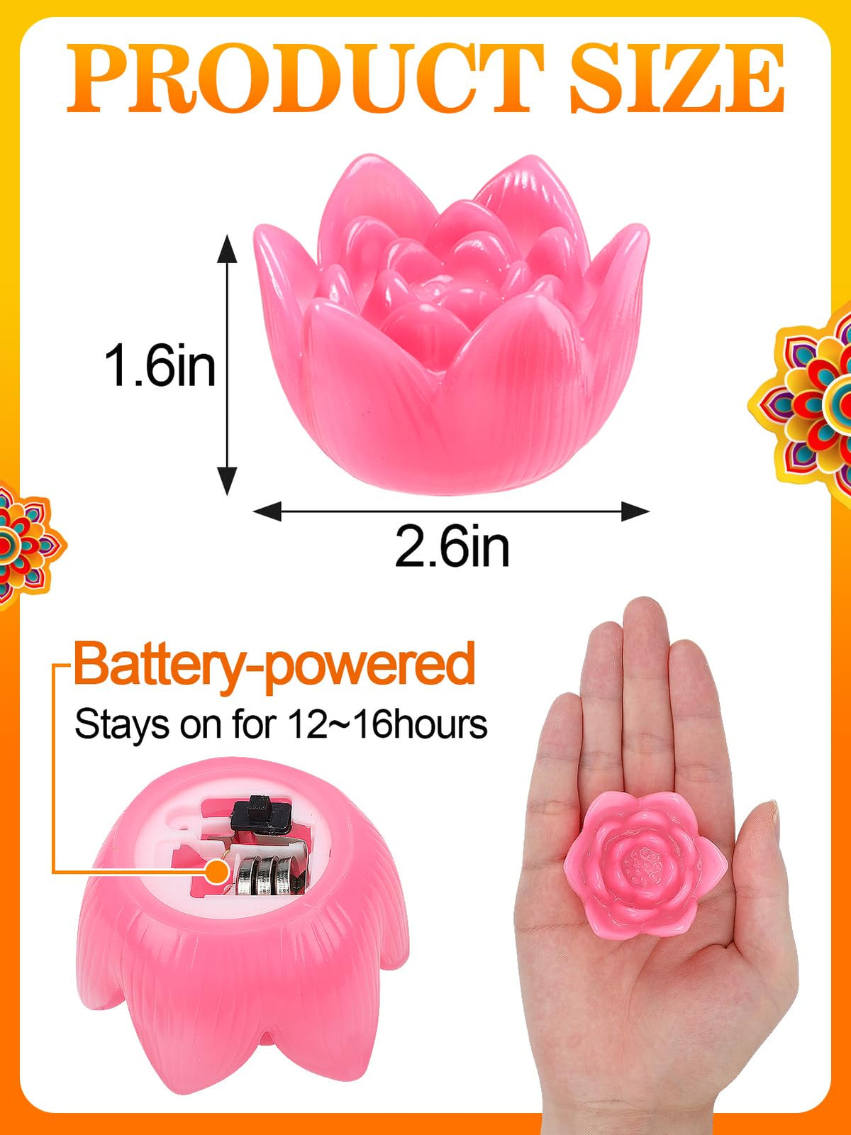 30 pcs Gradient Diwali Decorations Lotus Light