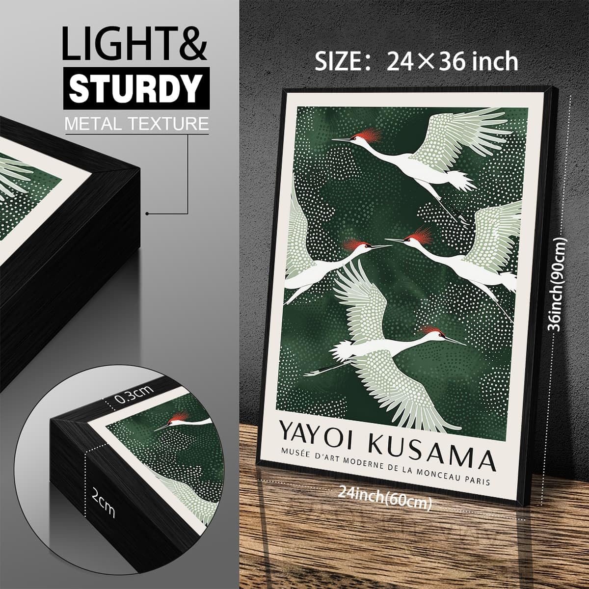 Black Framed Canvas Wall Art Japanese Flying Cranes Artwork 24x36in Vintage Bird Pictures Aesthetics Posters Minimalist Animal Prints Nordic Nature Zen Calm for Living Room Bedroom Office Decor (Black Framed / Japanese Art 007 / 36"L x 24"W)