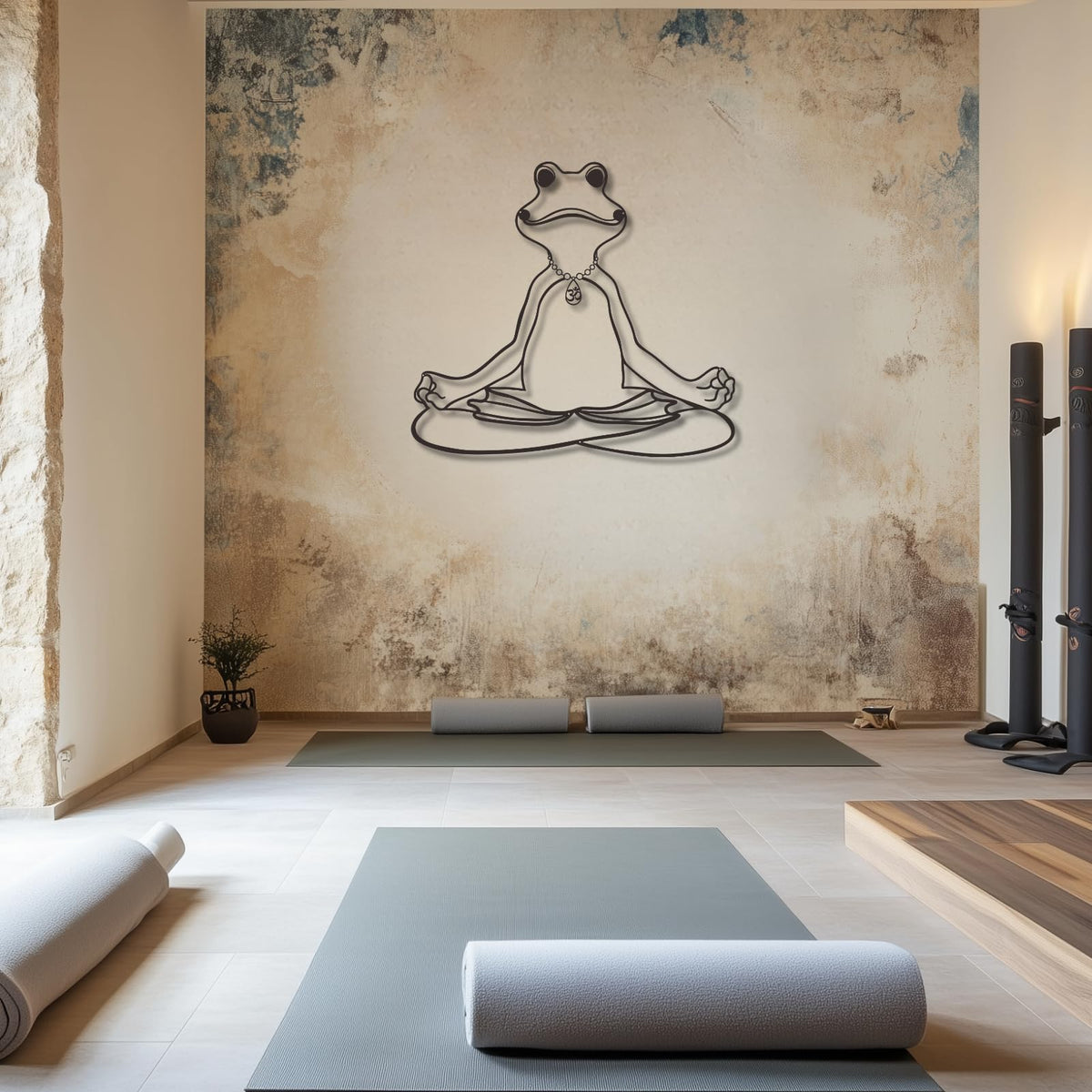 Metal Zen Wall Art (30.3"x28"/77x71cm / BLACK)