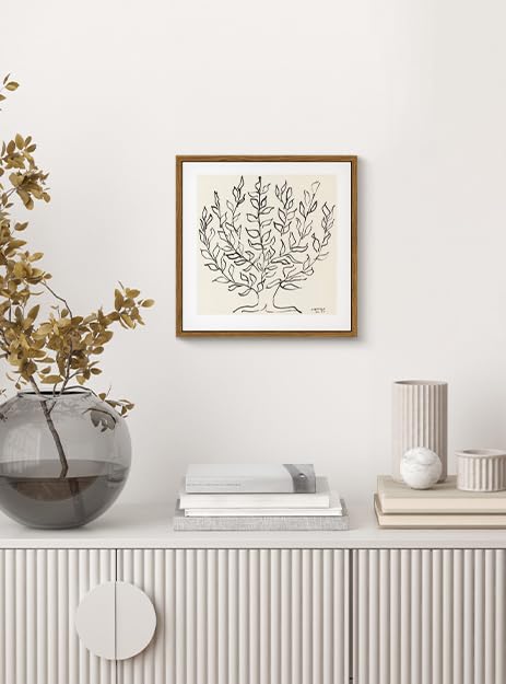 Vintage Framed Canvas Wall Art Plain Tree Drawing (Tree Portraits / 10"L x 10"W)