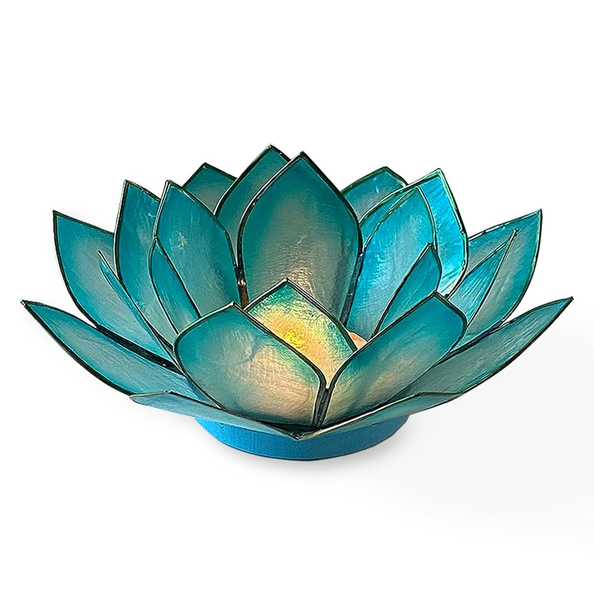 Capiz Shell Lotus Flower Decor Tealight Candle Holder for Serene Ambiance (Cool Water / Regular)