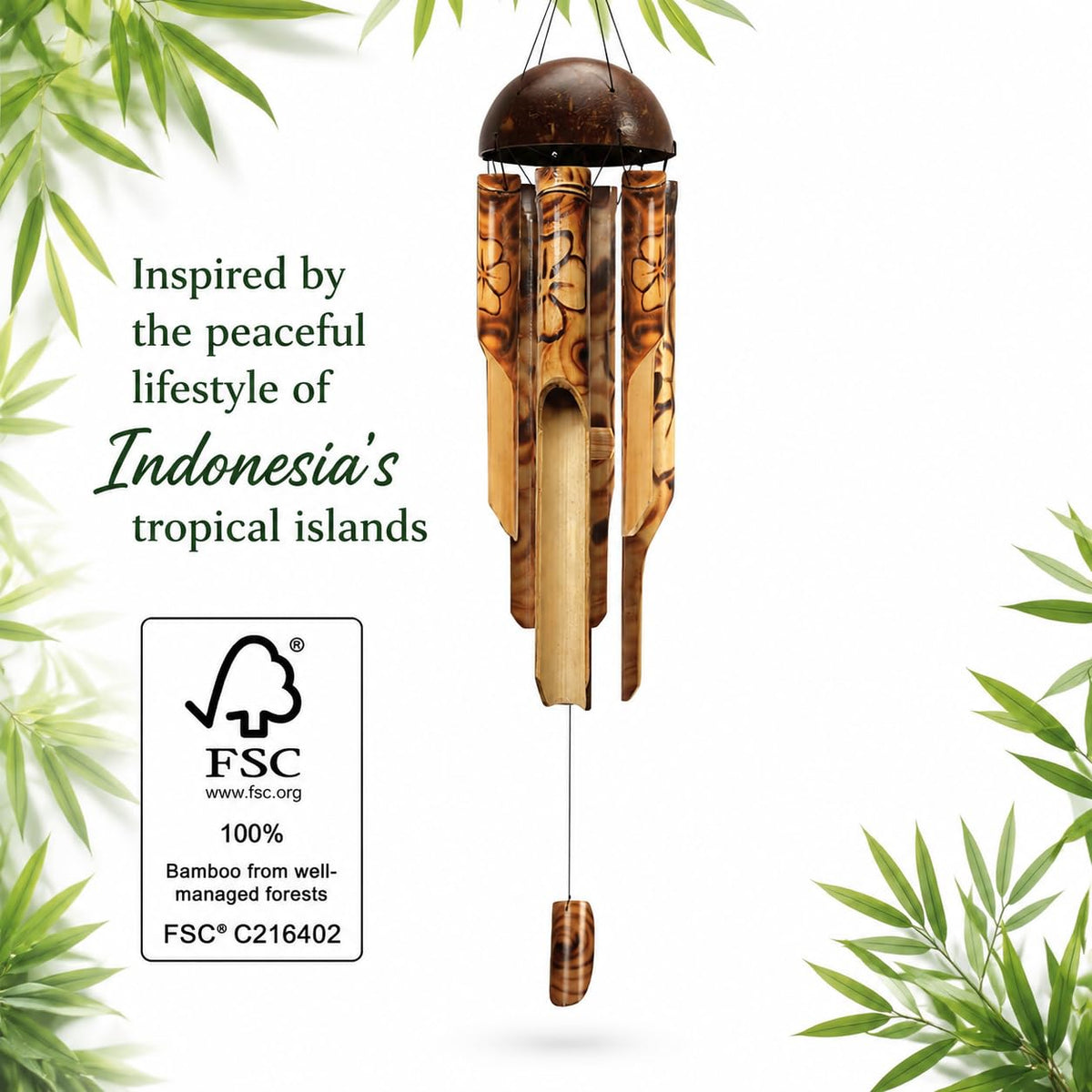 Bamboo Wind Chimes for Outside (44 Inch)
