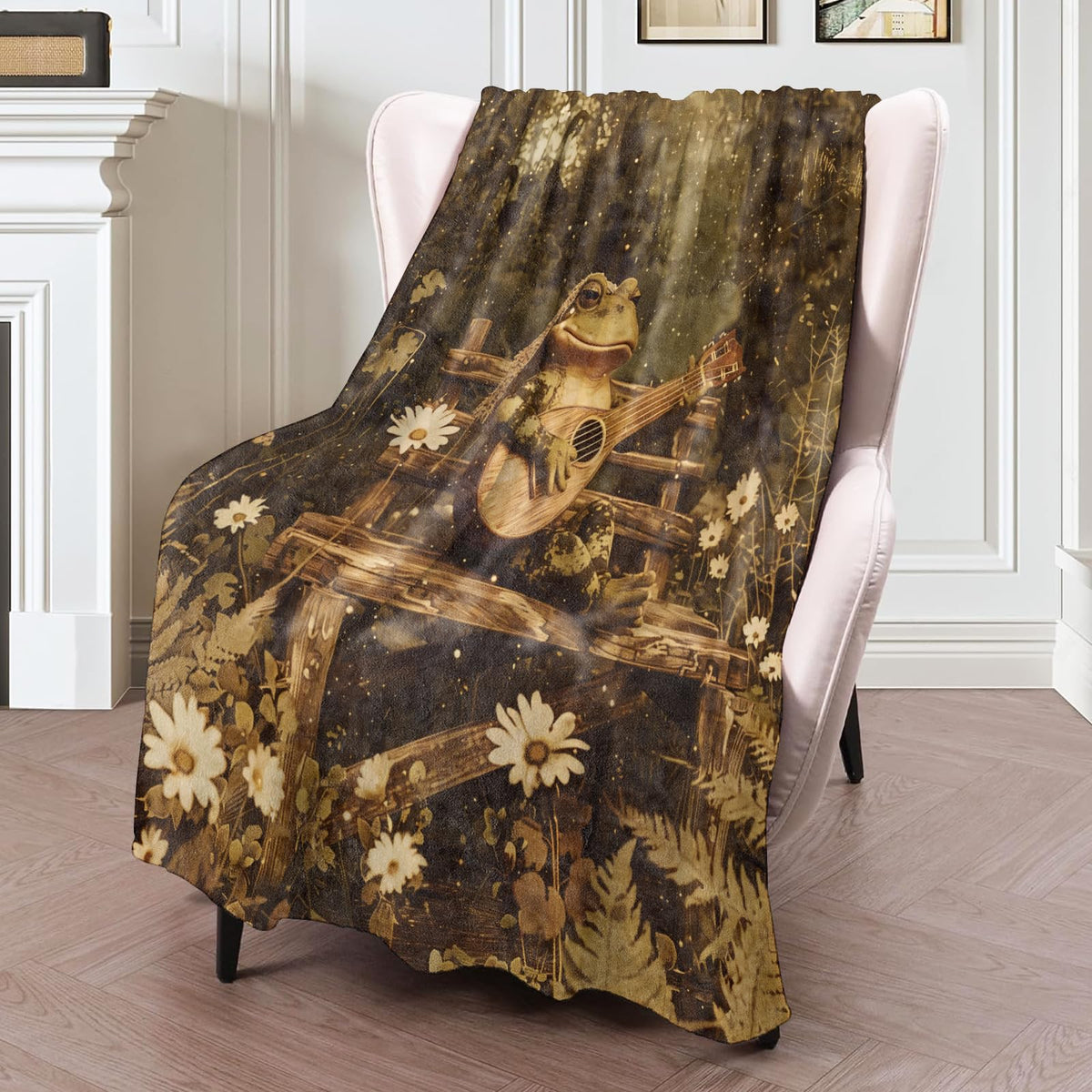 Guitar Frog Flannel Blanket 60x80in (60x80 Inch / Frog 02)