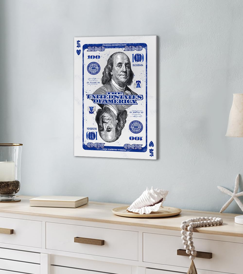 100 Bill Benjamin Franklin Canvas Wall Art Pop Art Money Poster (Style_16 / 16"L x 12"W)