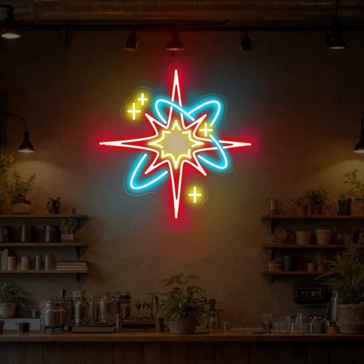 Red Starburst Neon Sign for Bedroom Music Room (Starburst-Red)