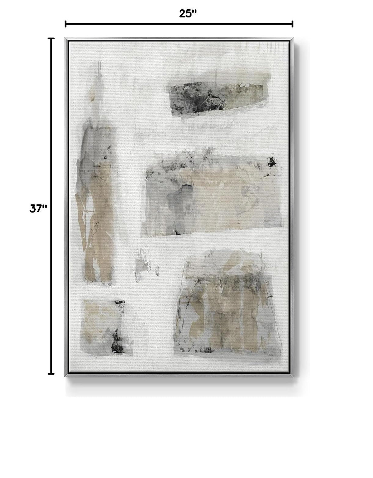 Canvas Home Decor Paintings Rustic Stone Wall Patterns Abstract Silver Floater Frame Wall Prints for Office Kitchen Hotel (37"L x 25"W / A Simple Love II V30)