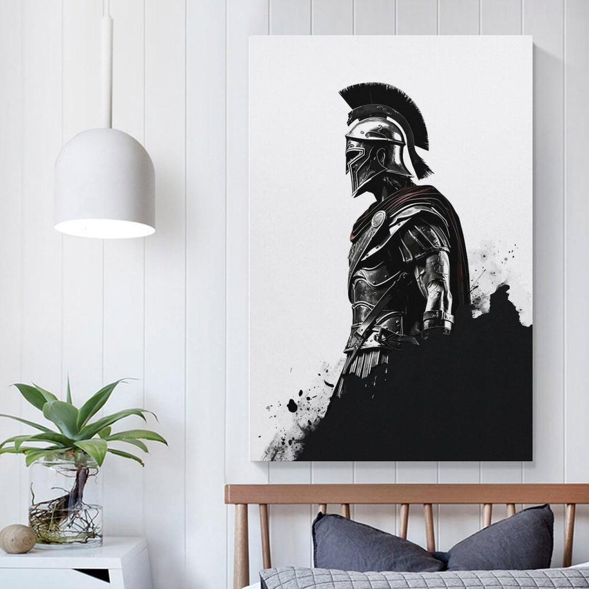 Spartan Warrior Soldier Canvas Printing Wall Art Prints Wall Decor Posters Minimalist Black White Greek Armor Figure Scandinavian Bohemian Living Room Bedroom Office Decor 24x36inch (style-9 / 24x36inch(60x90cm) Unframe)