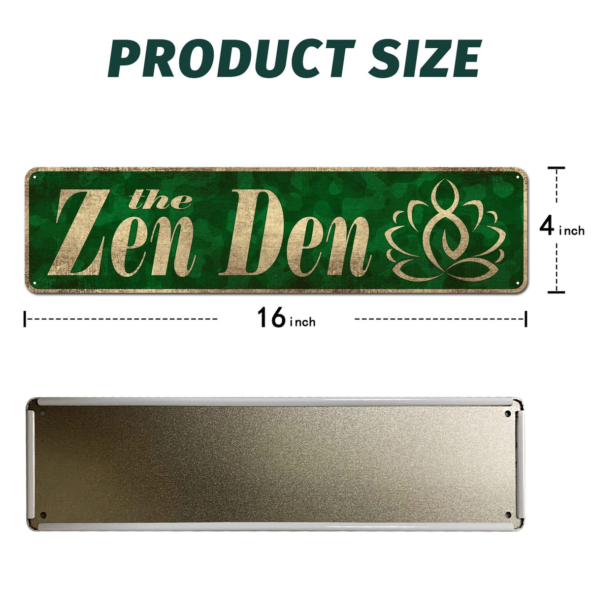 The Zen Den Sign Yoga Meditation Metal Wall Decor 4x16 Inch (The Zen Den)