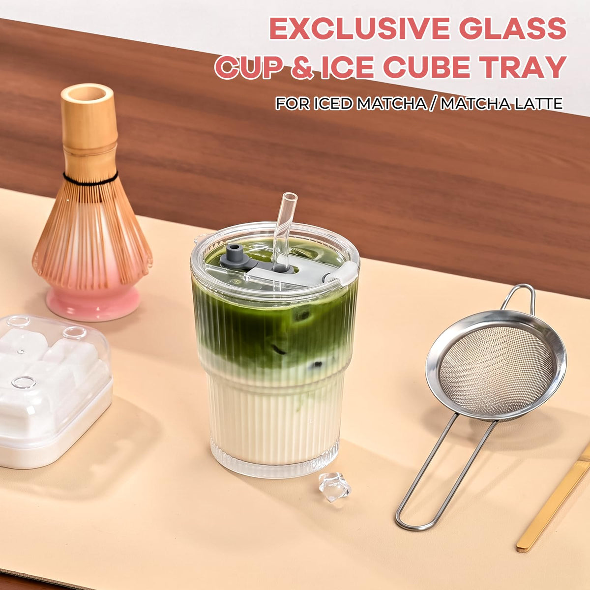 Matcha Set Complete Matcha Kit with matcha whsik pink (Pink / 8 pcs)