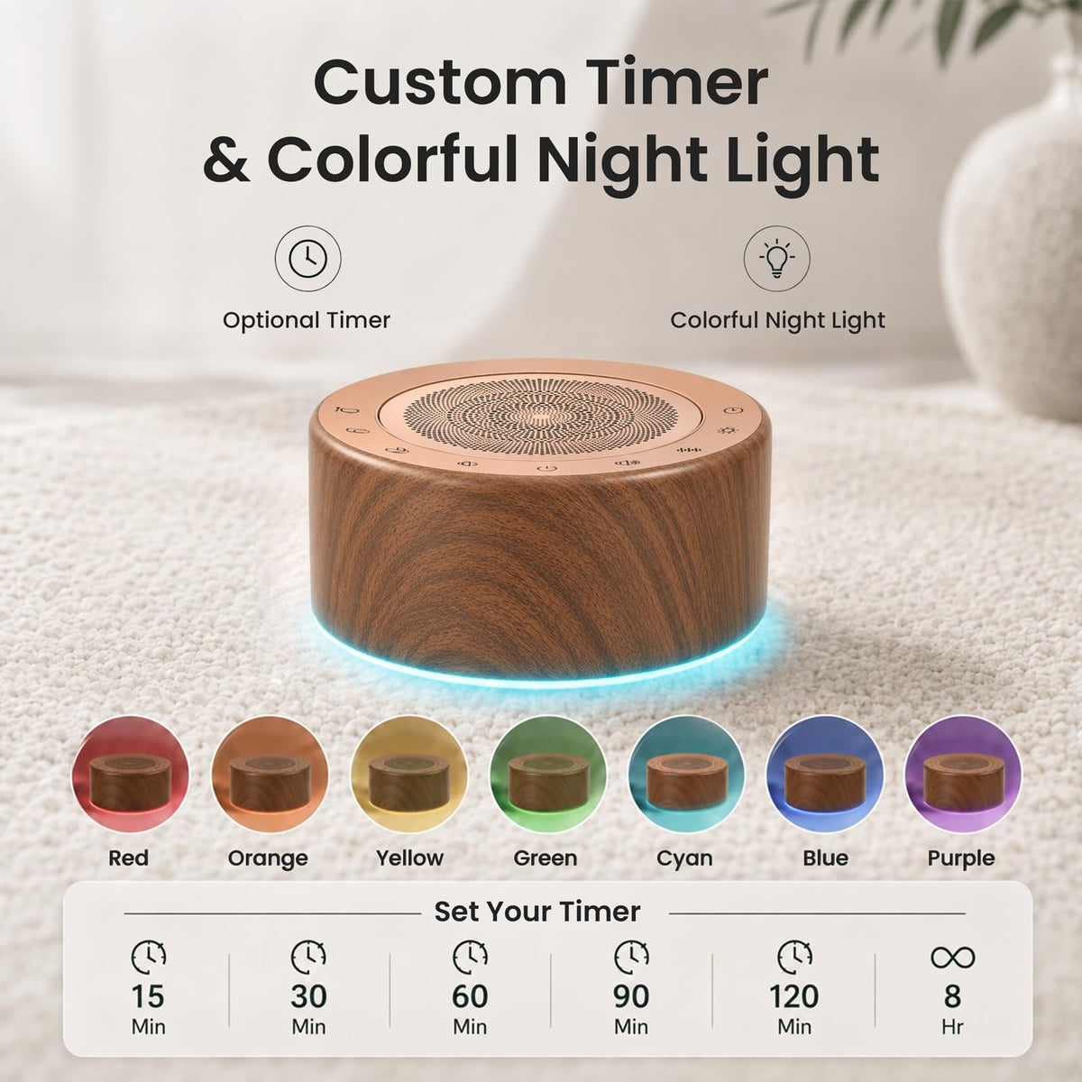 Tibetan Singing Bowl Sound Machine (Brown Wood)