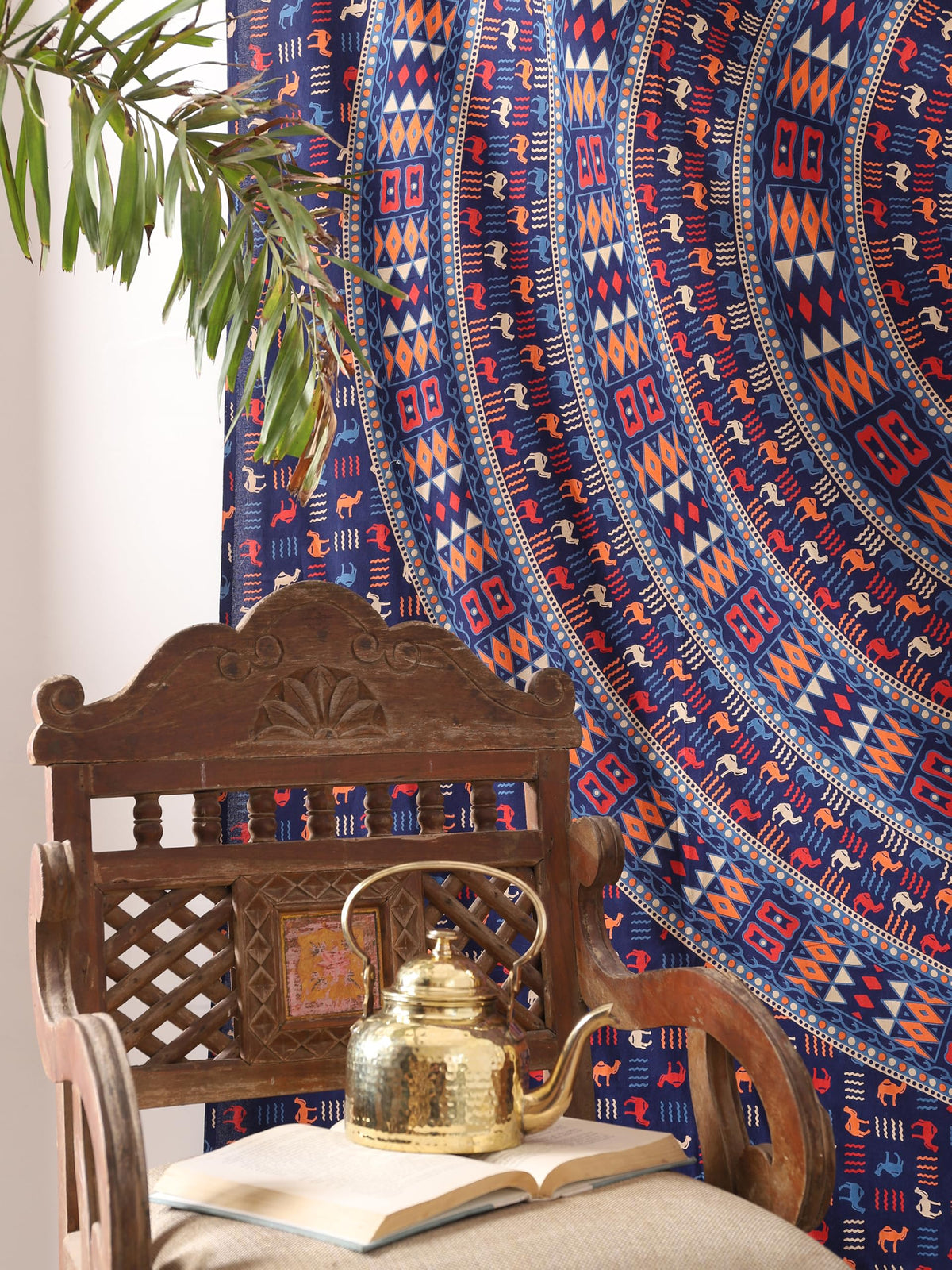 Queen Mandala Hippie Hippy Camel Ethinic Psychedelic Tapestry Wall Hanging (105L" x 81W" / Camel Blue Orange)