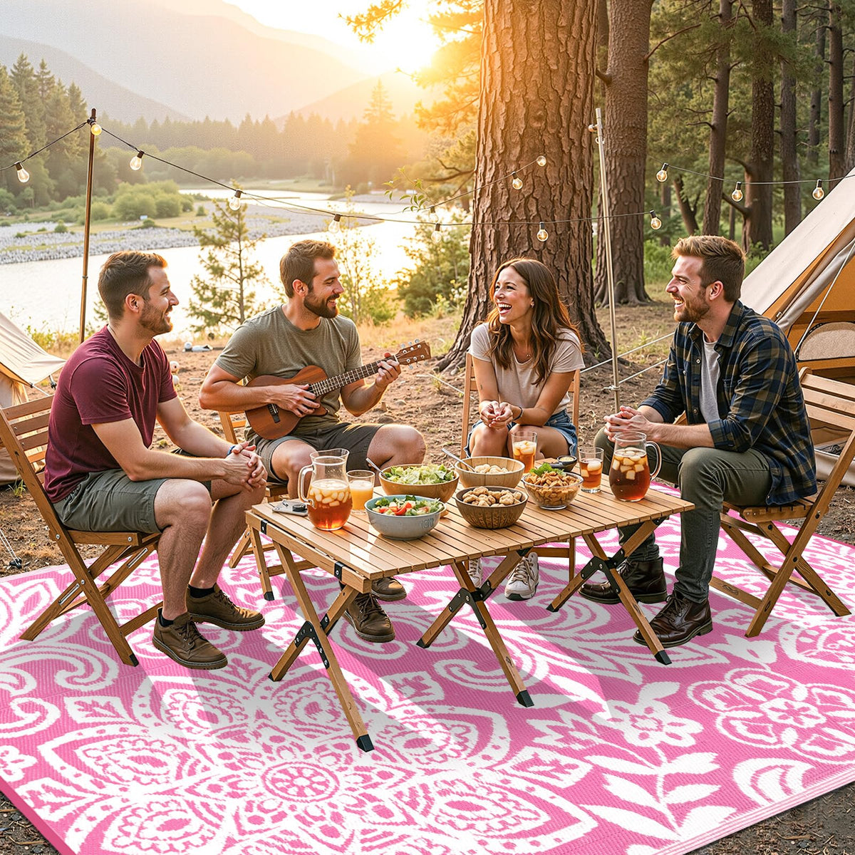 Waterproof Outdoor Rug 6' x 9' (Pink / 6' x 9')