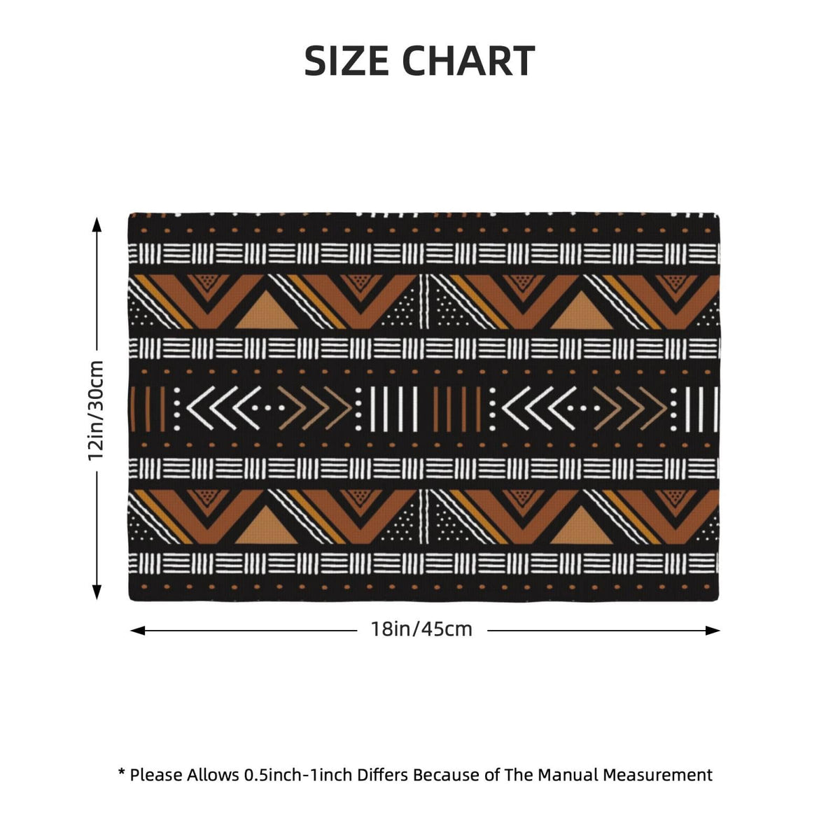 African Placemats Set of 6 Linen Washable 12x18 Inch (Black / 6PCS)