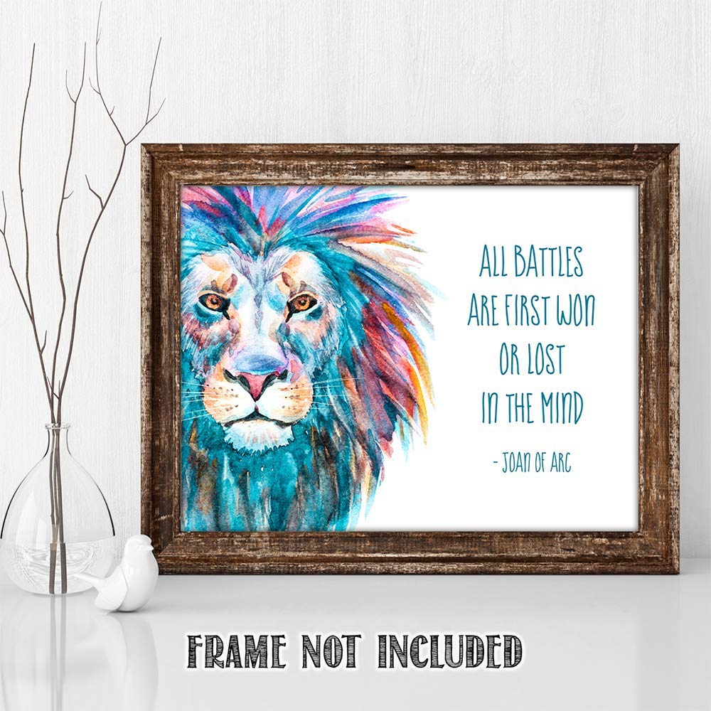 All Battles Spiritual Quotes Wall Art Decor (Brave Lion)