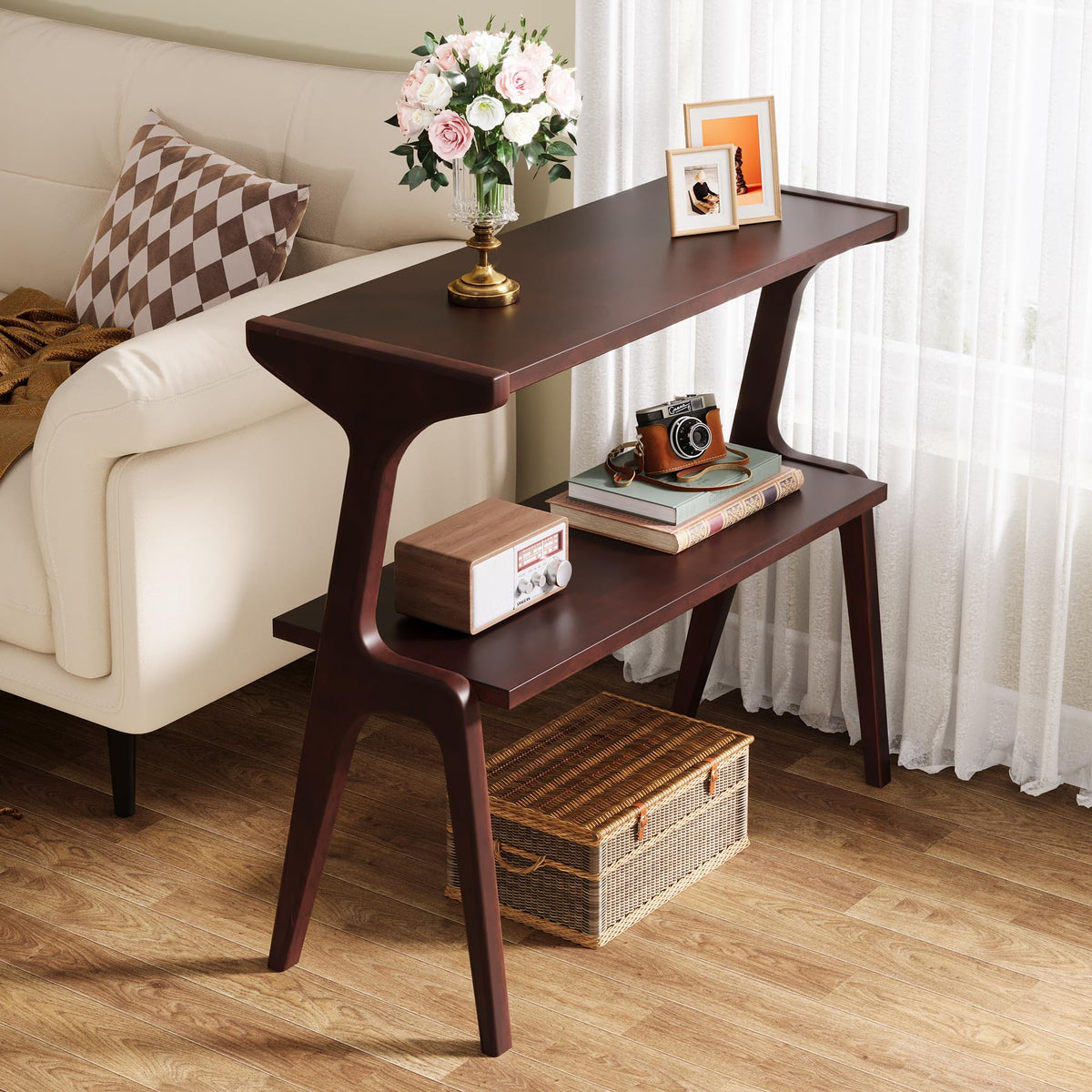 Solid Wood End Table (Burgundy)